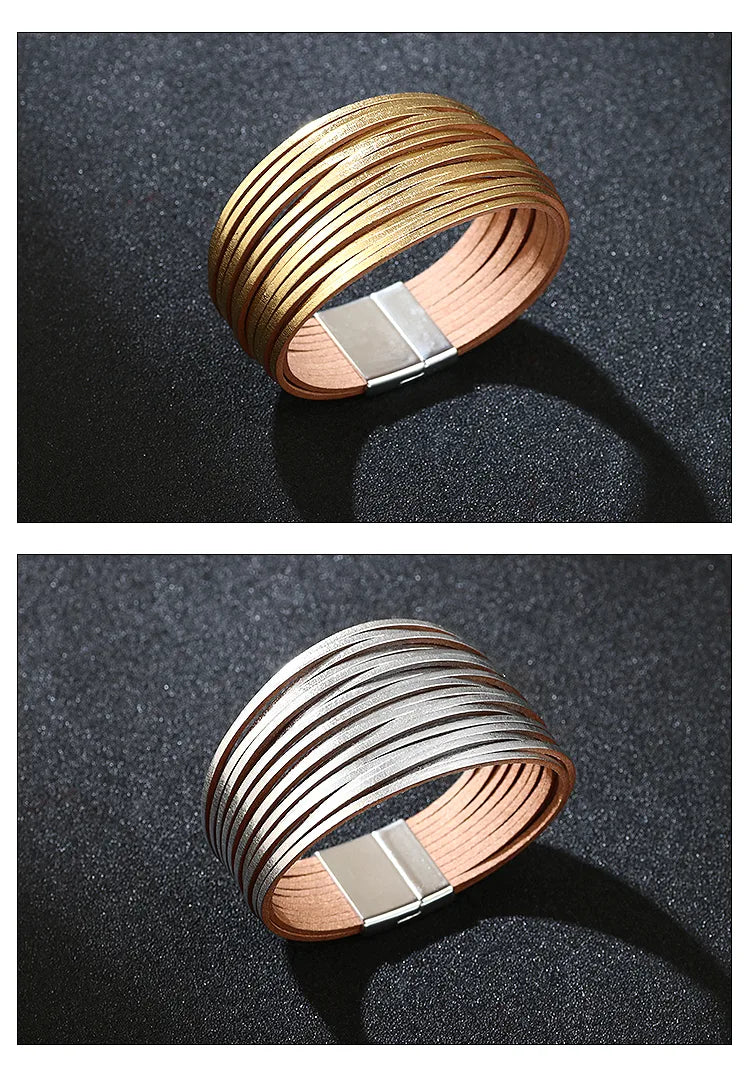 Pulsera Piel Plateada
