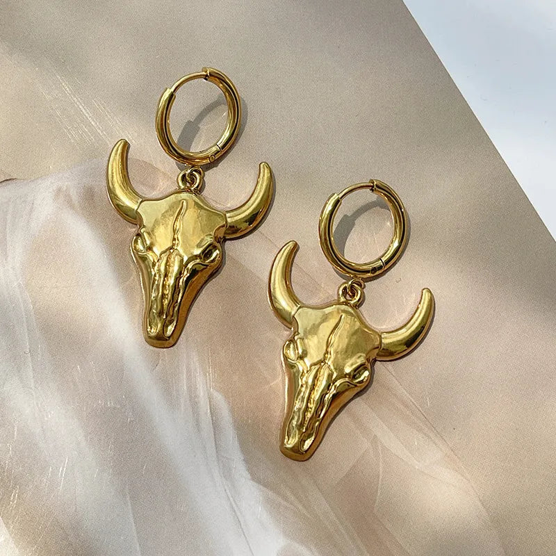 Aretes Dorados Cabeza de Toro