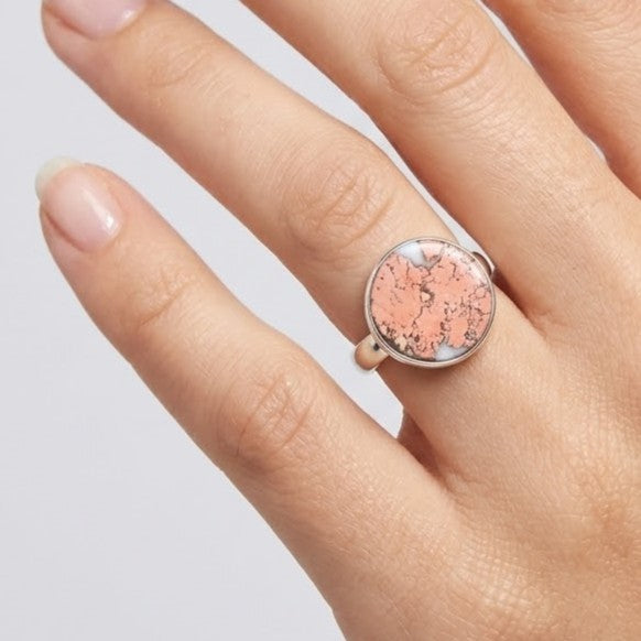 Anillo Circular Ágata Rosa Ajustable