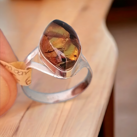 Anillo Ámbar y Plata 925 Talla 6