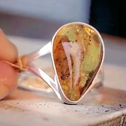 Anillo Ámbar y Plata 925 Talla 6
