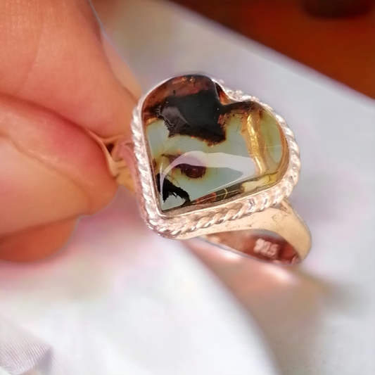 Anillo Ámbar y Plata 925 Talla 7