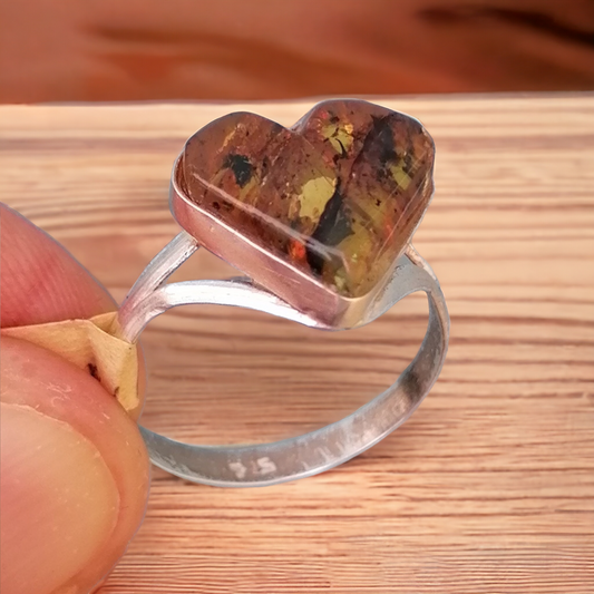 Anillo Ámbar y Plata 925 Talla 8