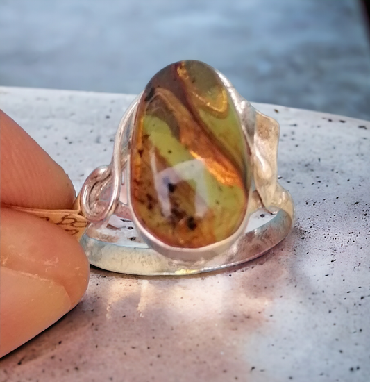 Anillo Ámbar y Plata 925 Talla 8