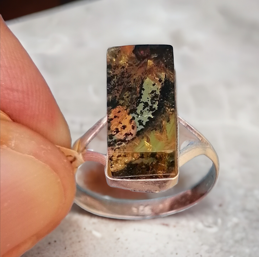 Anillo Ámbar y Plata 925 Talla 8