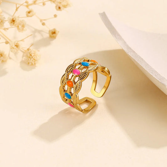 Anillo Dorado Confeti Ajustable