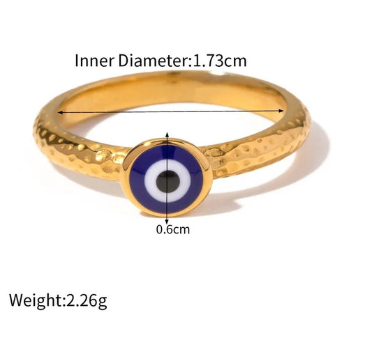 Anillo Dorado Ojo Turco Pequeño Talla 7