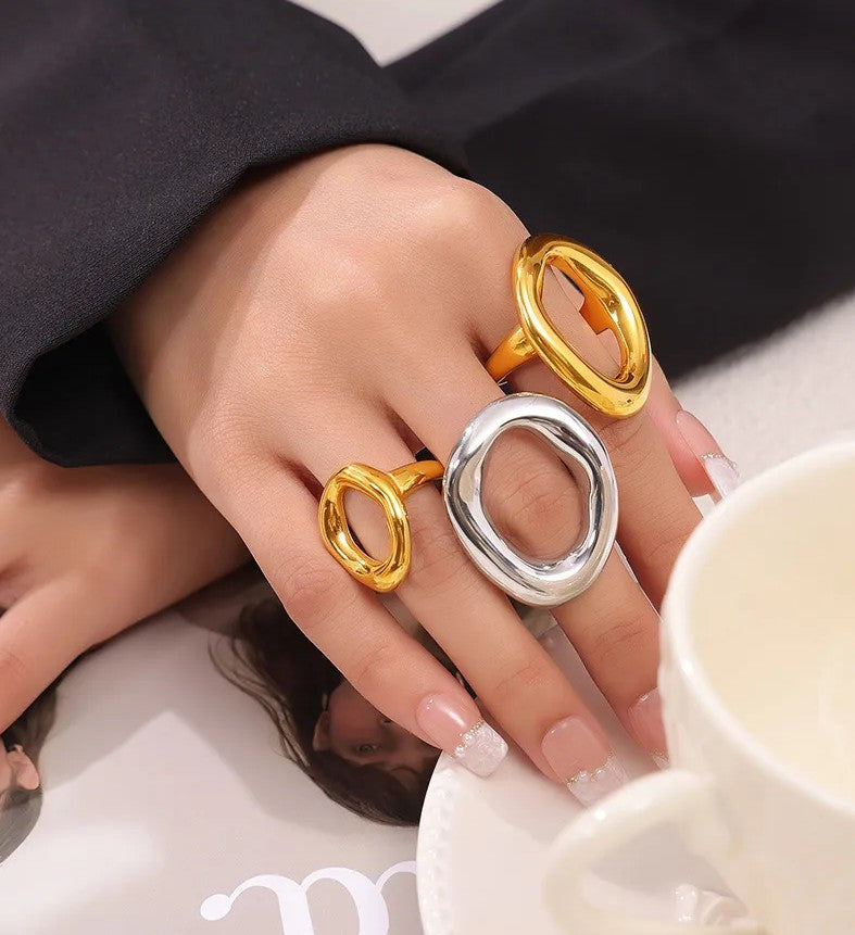 Anillo Plateado Dona Divergente Talla 7