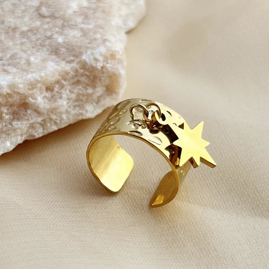 Anillo Dorado Dije Estrella - Ajustable