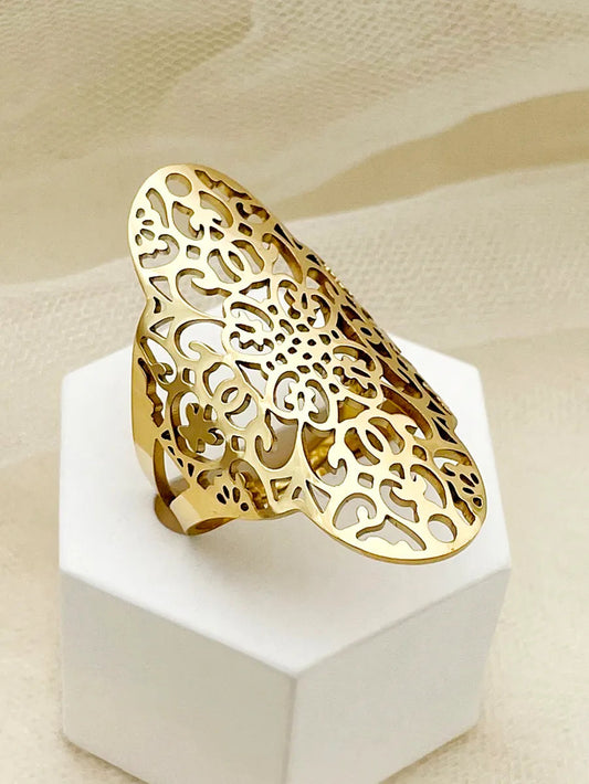 Anillo Dorado Mandala - Ajustable