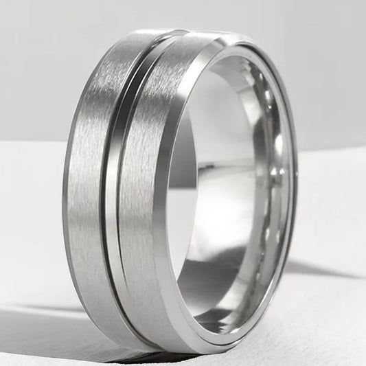 Anillo Color Acero Liso - Talla 10