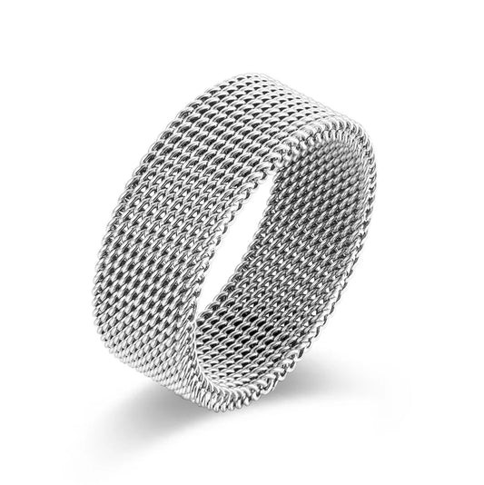 Anillo Color Acero Tipo Malla - Talla T08 08
