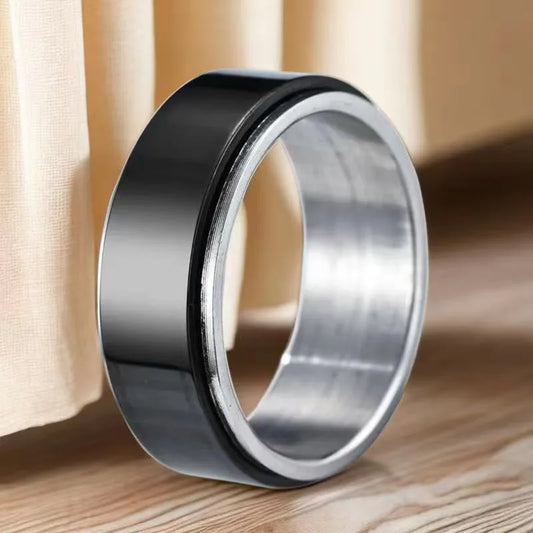 Anillo Color Negro Liso - Talla T09 10