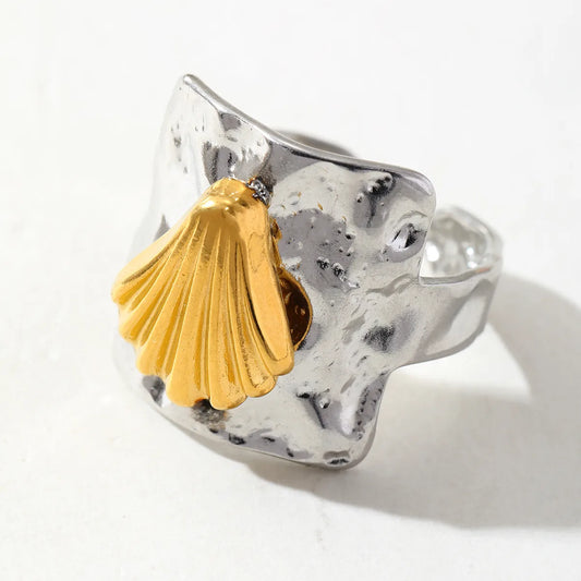Anillo Bicolor Concha de Mar - Ajustable