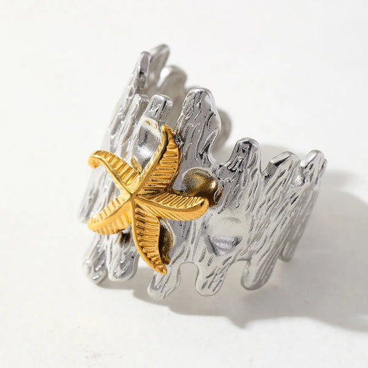 Anillo Bicolor Estrella de Mar - Ajustable