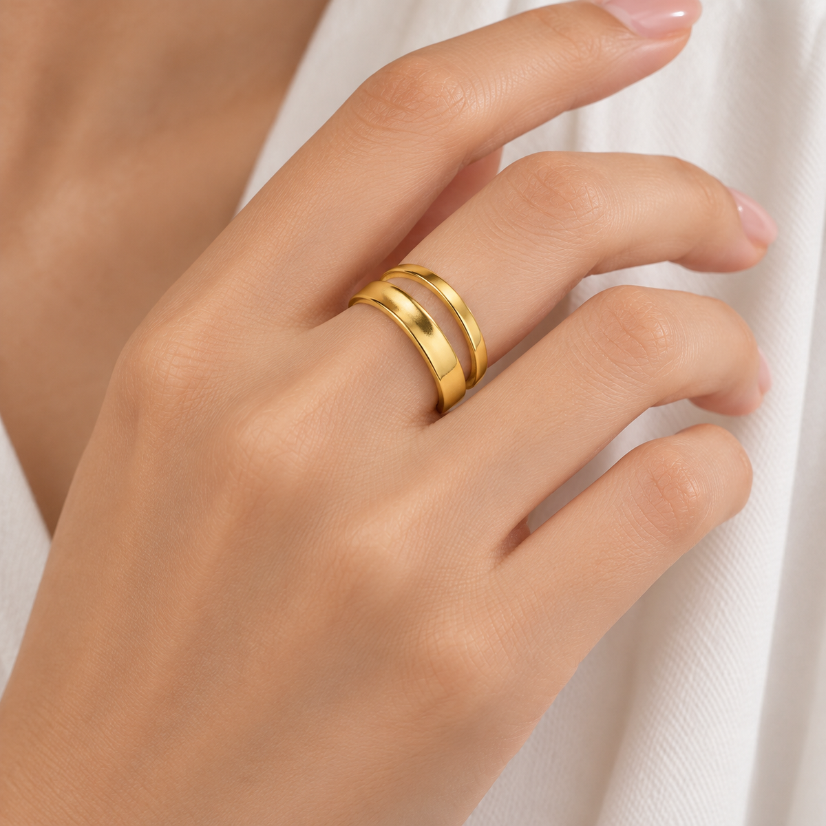 Anillo Dorado Doble Silueta - Ajustable