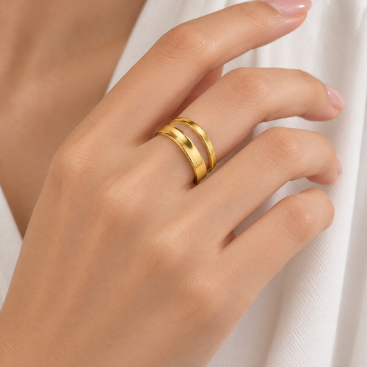 Anillo Dorado Doble Silueta - Ajustable