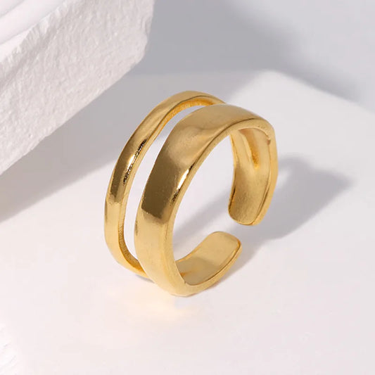 Anillo Dorado Doble Silueta - Ajustable