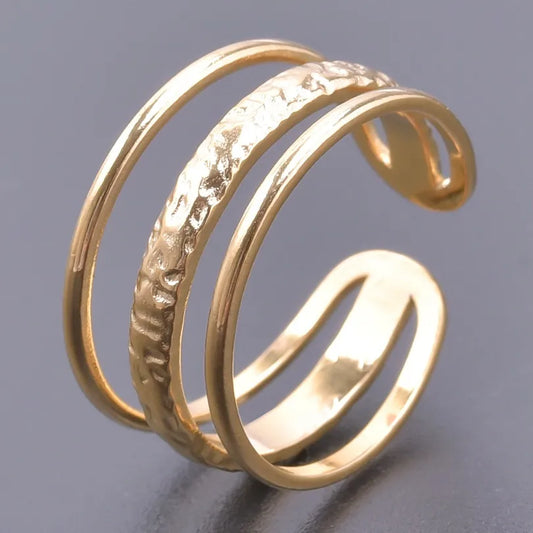 Anillo Dorado Doble Linea - Ajustable