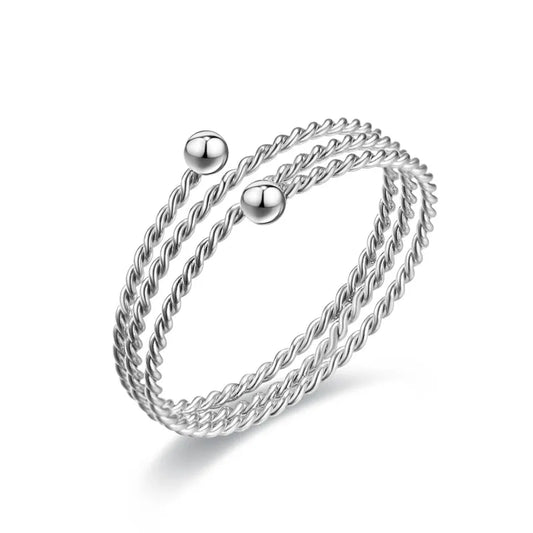 Anillo Plateado de Bobina - Ajustable