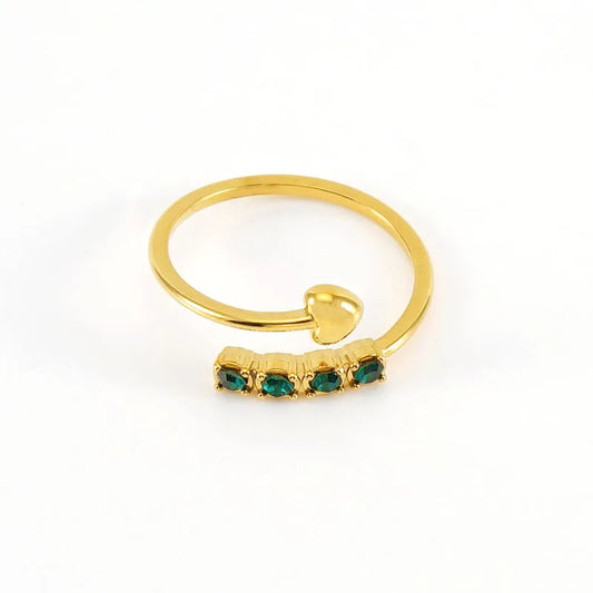 Anillo Dorado Punta Corazón y Circón - Talla 07