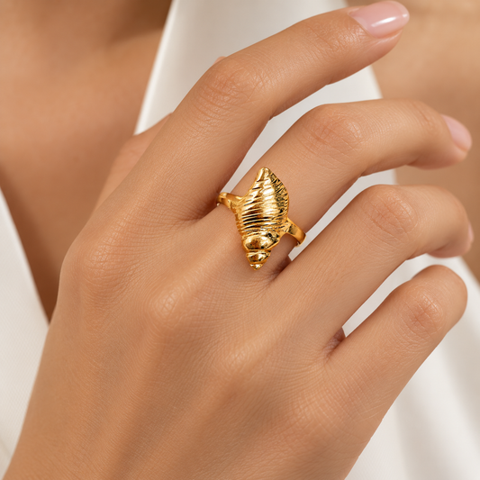 Anillo Dorado Caracol - Ajustable
