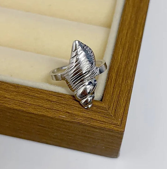 Anillo Plateado Caracol - Ajustable
