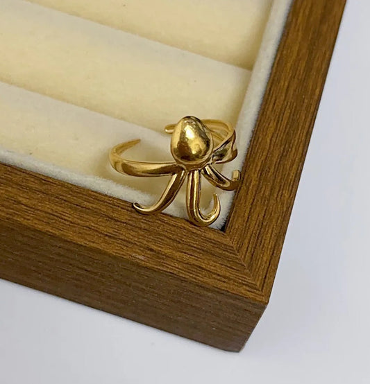 Anillo Dorado Calamar - Ajustable