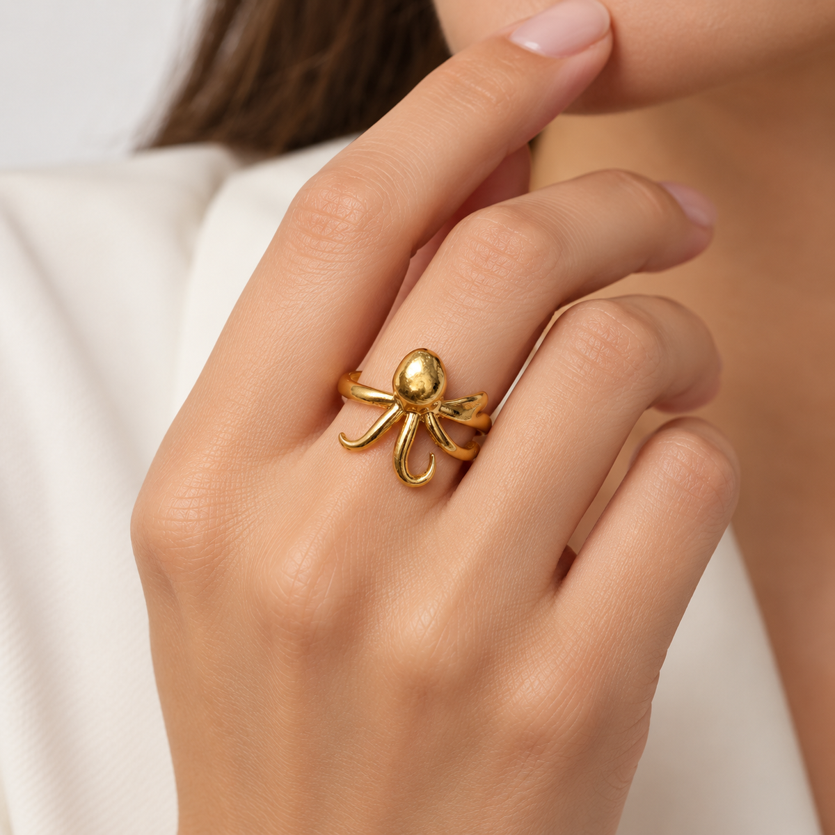 Anillo Dorado Calamar - Ajustable