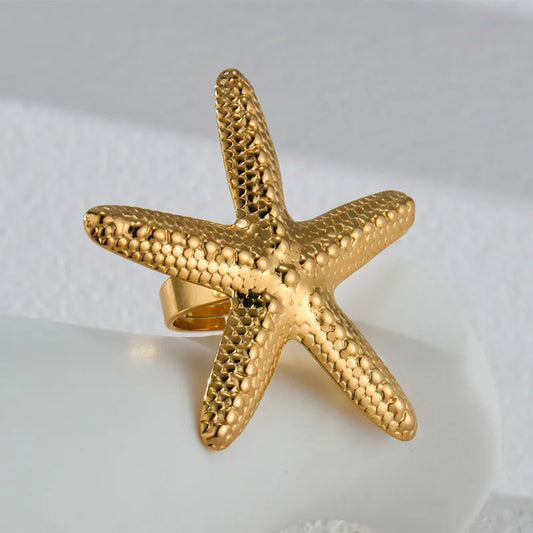 Anillo Dorado Estrella Mar - Ajustable