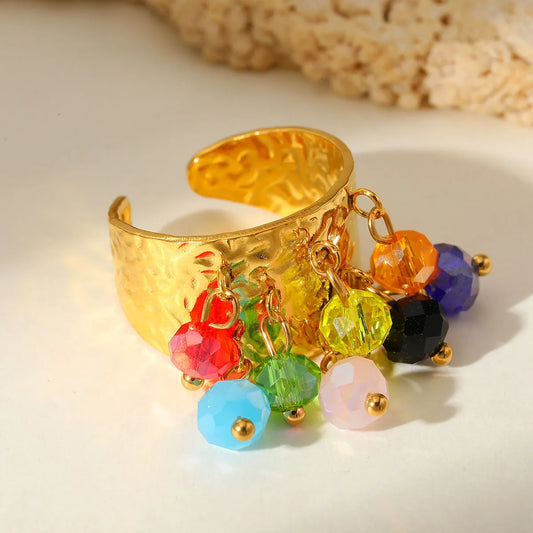Anillo Dorado Dijes Colores - Ajustable