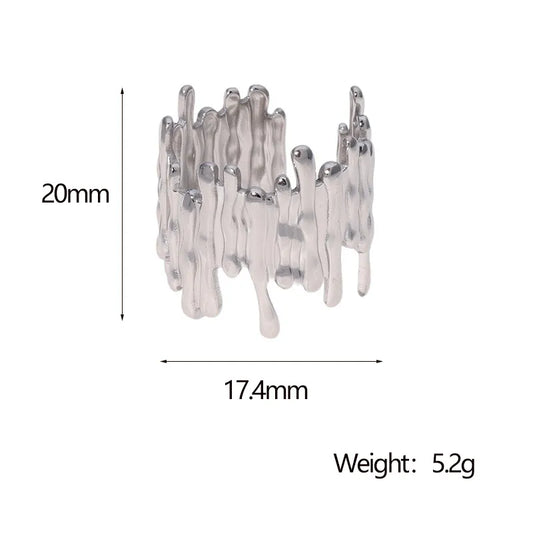Anillo Plateado Líneas Amartilladas - Ajustable