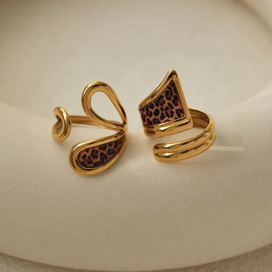Anillo Dorado Animal Print Cortes Rectos- Ajustable