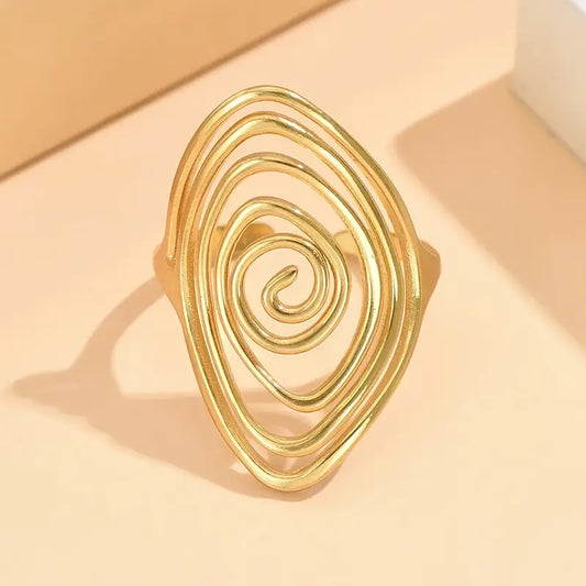 Anillo Dorado Espiral - Ajustable