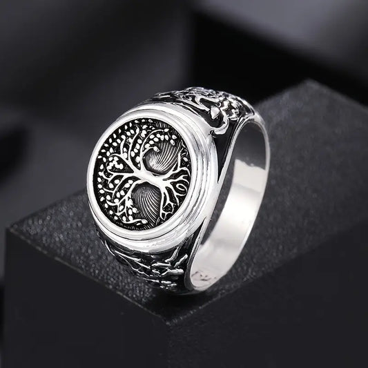 Anillo Plateado Árbol de la Vida Talla 12