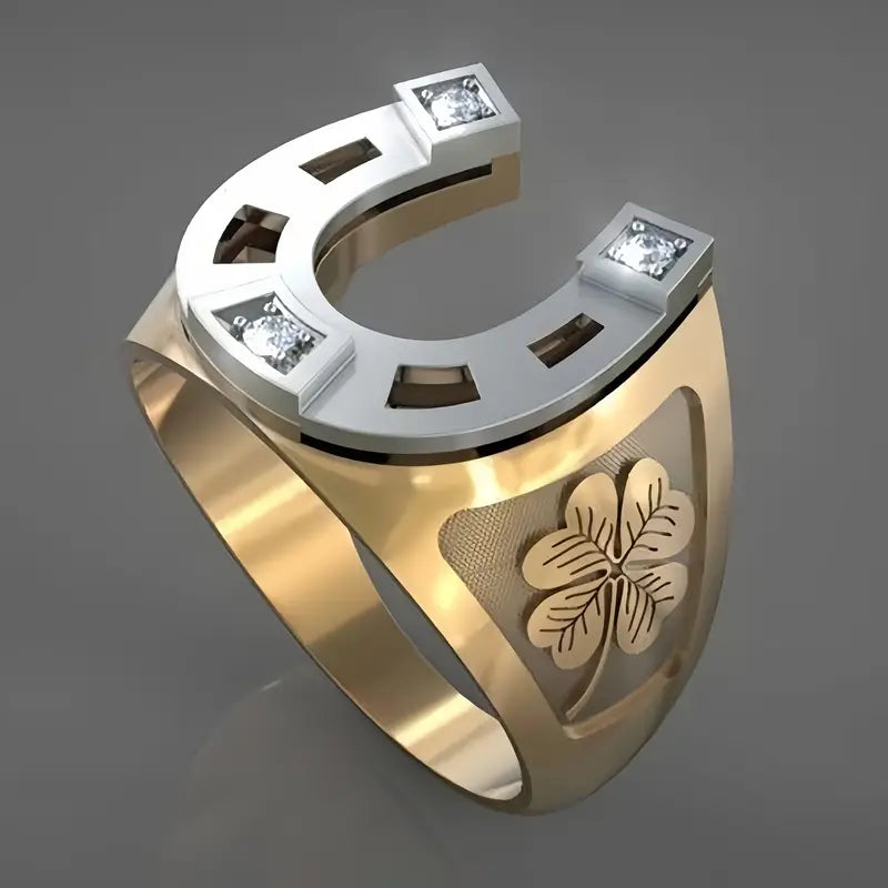 Anillo Dorado Herradura Circón Talla 13