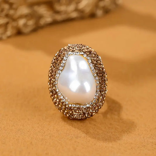 Anillo Dorado Ronda Madre Perla, Ajustable