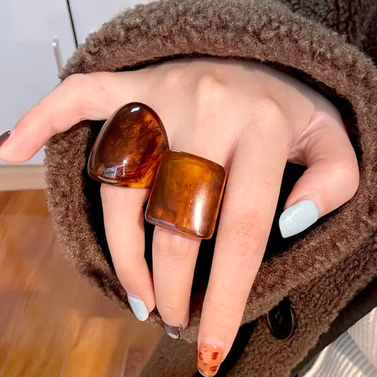 Anillos Resina Ámbar (Circular-Cuadrado)