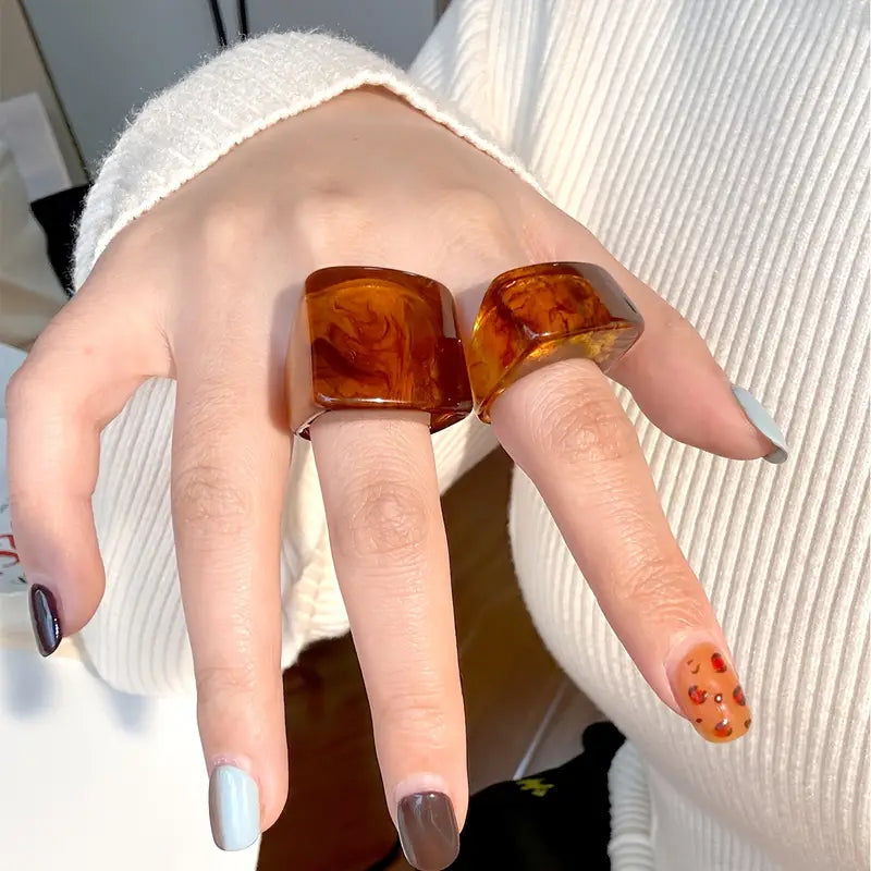 Anillos Resina Ámbar (Circular-Cuadrado)