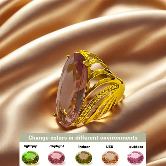 Anillo Dorado Elipse Ronda Sultanita, Ajustable
