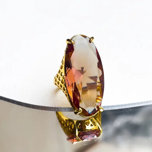 Anillo Dorado Elipse Ronda Sultanita, Ajustable