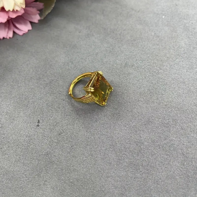 Aniilo Dorado Sultanita Elipse, Circón, Ajustable