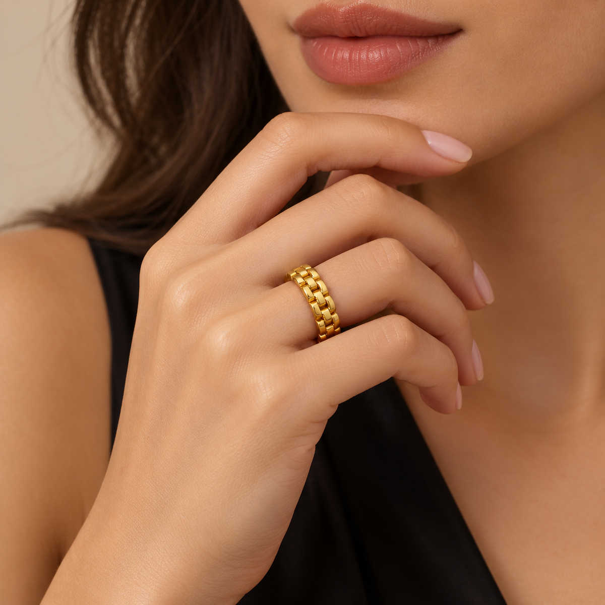 Anillo Dorado Trenzado Talla 6
