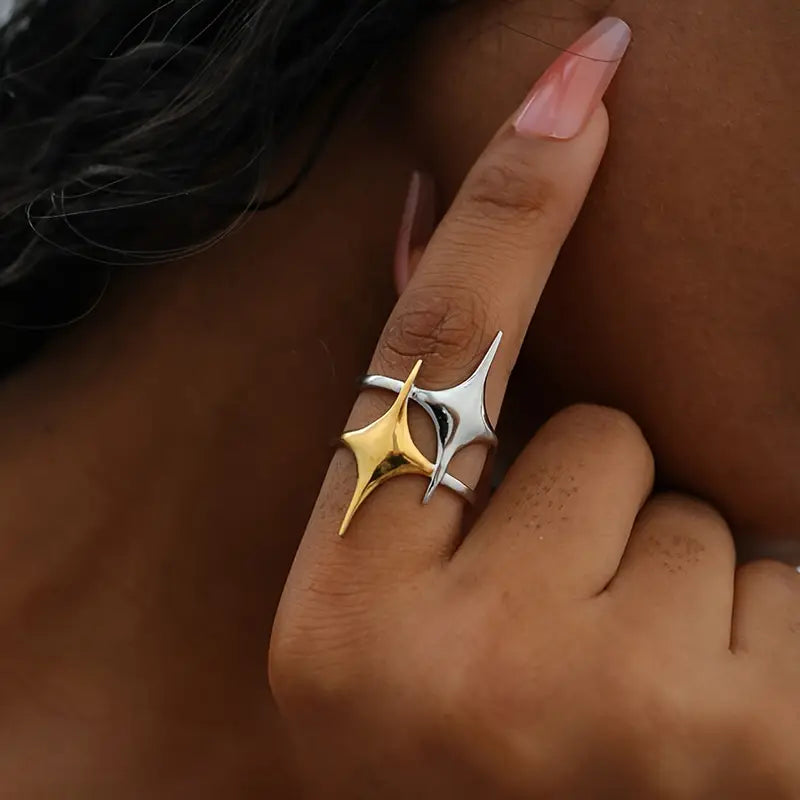 Anillo Bicolor Estrellas Ajustable