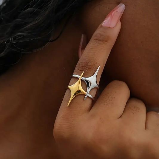Anillo Bicolor Estrellas Ajustable