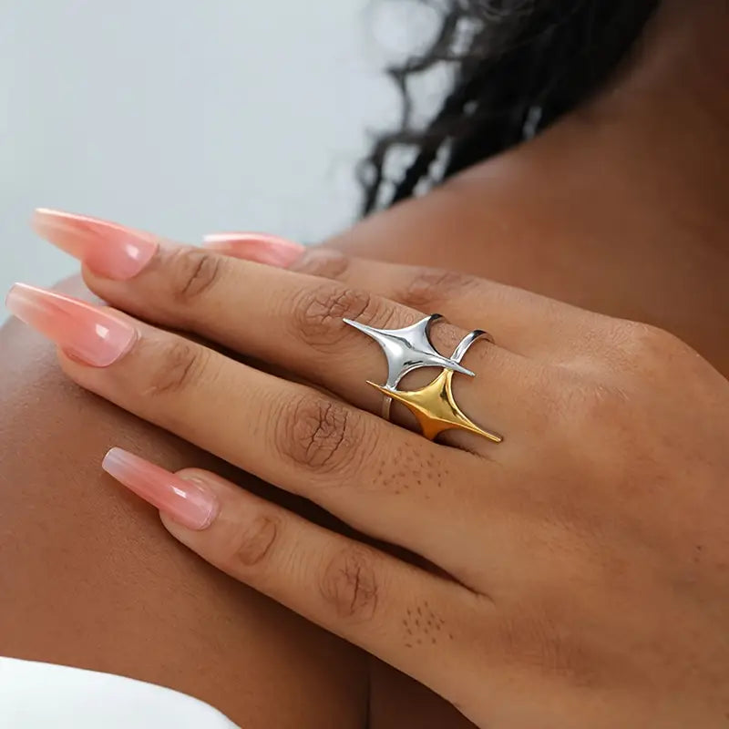 Anillo Bicolor Estrellas Ajustable