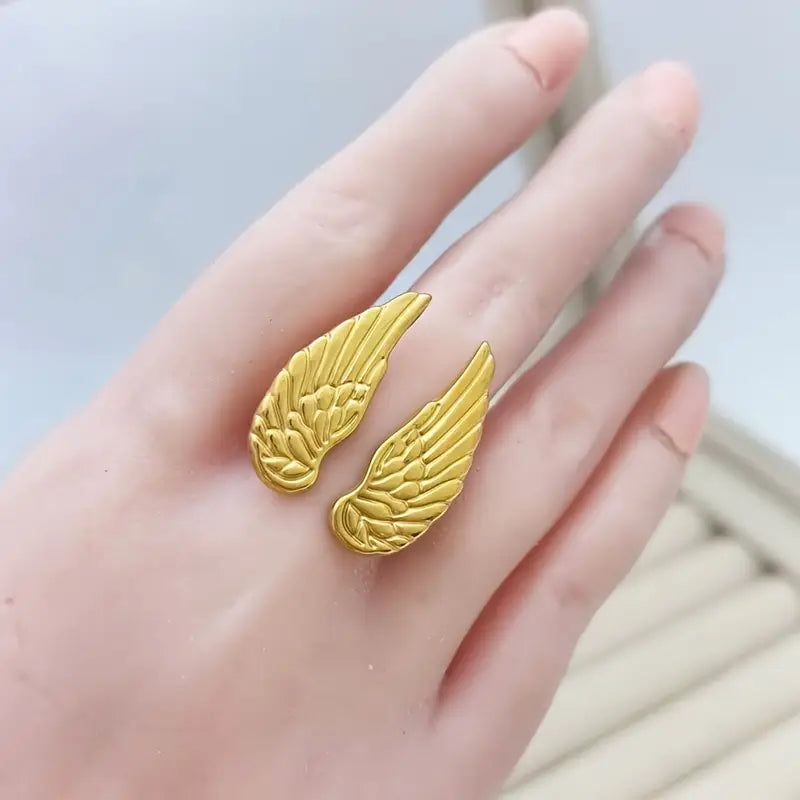 Anillo Dorado Alas Ángel Ajustable