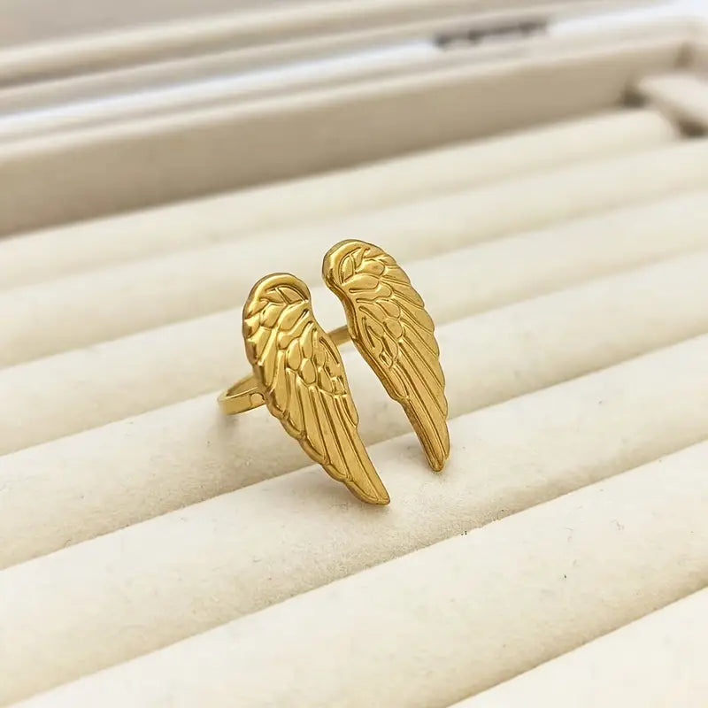 Anillo Dorado Alas Ángel Ajustable