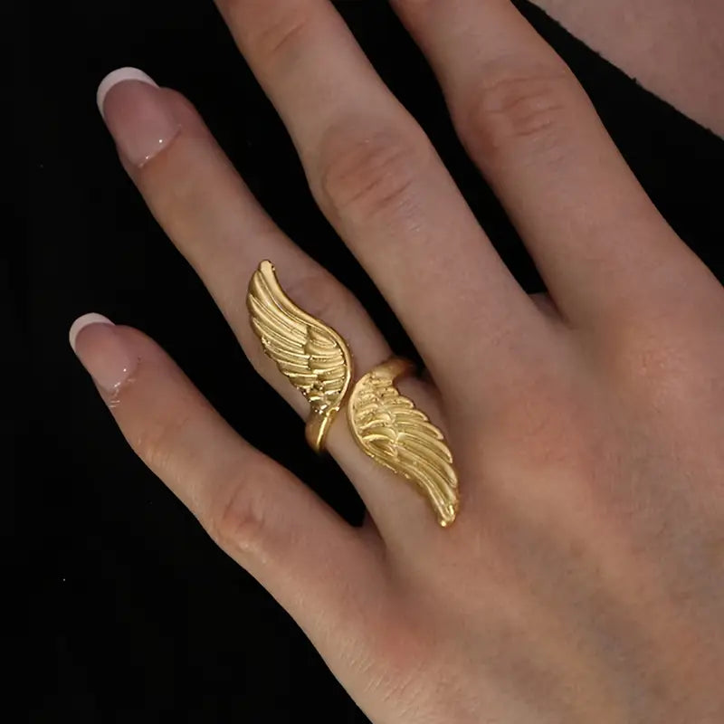 Anillo Dorado Alas Ángel Ajustable