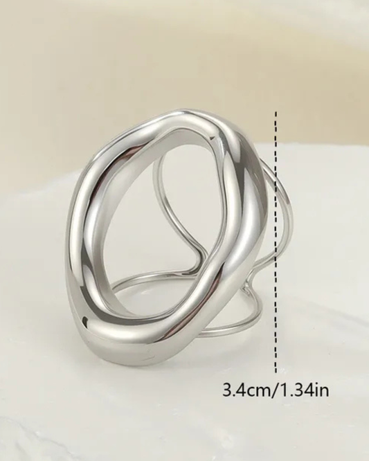 Anillo Plateado Dona Divergente - Ajustable